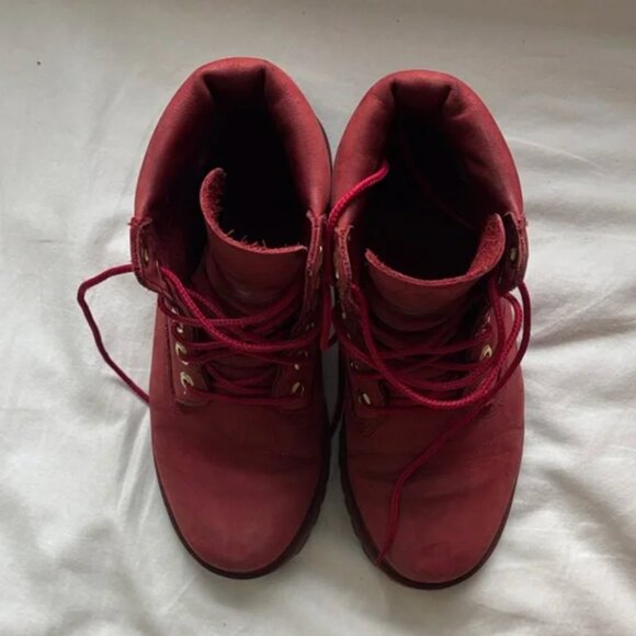 Timberland Red Leather Ankle Boots - Mens/Boys 4 - Picture 4 of 8